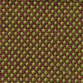 Woven fabric sample, burgundy and green, dense vertical looped pattern with textured, slightly irregular weave and even color distribution.